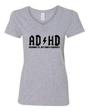 V-Neck Ladies ADHD Highway To... Hey Look A Squirrel Funny Humor T-Shirt Tee