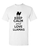 Keep Calm And Love Llamas Animals Novelty Statement Graphics Adult T-Shirt Tee