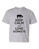 Keep Calm And Love Donkey Horse Wild Ass Animal Lover Youth Kids T-Shirt Tee