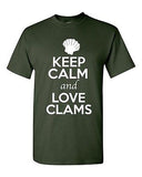 Keep Calm And Love Clams Shell Sea Animal Lover Funny Humor Adult T-Shirt Tee