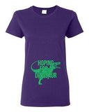 Ladies Hoping For A Dinosaur Jurassic Fossil Dino Baby Funny DT T-Shirt Tee