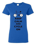 Ladies Keep Calm And Cycle On Cycling Bike Bicycle Ride Funny DT T-Shirt Tee