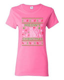 Ladies Meowy Cat Animals Kitten Pet Ugly Christmas DT T-Shirt Tee