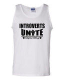 Introverts Unite Separately Geek Funny Novelty Statement Graphics Adult Tank Top