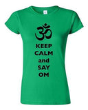 Junior Keep Calm And Say Om Yoga Hindu Sanskrit Symbol Religion DT T-Shirt Tee