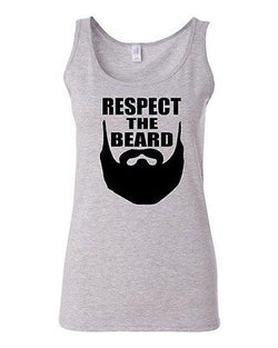 Junior Respect The Beard Funny Humor Novelty Statement Graphics Tank Top