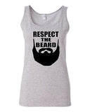 Junior Respect The Beard Funny Humor Novelty Statement Graphics Tank Top