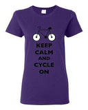 Ladies Keep Calm And Cycle On Cycling Bike Bicycle Ride Funny DT T-Shirt Tee