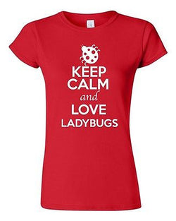 Junior Keep Calm And Love Ladybugs Insect Beetles Animal Lover Humor T-Shirt Tee