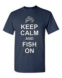 Adult Keep Calm And Fish On Funny Going Fishing Catch Bait Humor T-Shirt Tee
