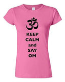 Junior Keep Calm And Say Om Yoga Hindu Sanskrit Symbol Religion DT T-Shirt Tee