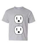 Plug Outlet Face Party Costume Funny Humor DT Youth Kids T-Shirt Tee