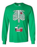 Long Sleeve Adult T-Shirt Skeleton Junk Food Snack Burger Fries Funny Humor DT