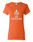 Ladies Keep Calm And Eat Chocolate Cocoa Choco Sweet Dessert Vanilla T-Shirt Tee