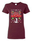 Ladies Merry Christmas Hunting Hunt Dog Animals Ugly Christmas DT T-Shirt Tee