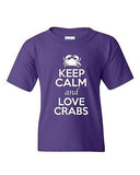 Keep Calm And Love Crabs Food Sea Ocean Animal Lover Youth Kids T-Shirt Tee