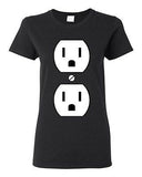 Ladies Plug Outlet Face Party Costume Funny Humor DT T-Shirt Tee