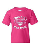 This Girl Loves Her Mom Novelty Youth Kids T-Shirt Tee