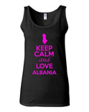 Junior Keep Calm And Love Albania Country Novelty Statement Sleeveless Tank Top