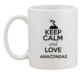 Keep Calm And Love Anacondas Snake Animal Lover Funny Ceramic White Coffee Mug