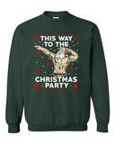 This Way To The Christmas Party Santa Flex Ugly Xmas DT Crewneck Sweatshirt