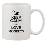 Keep Calm And Love Monkeys Ape Wild Animal Lover Funny Ceramic White Coffee Mug