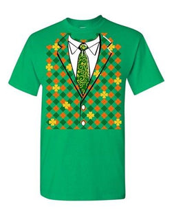 St. Patricks Shamrock Costume Suit Shirt Party Funny DT Adult T-Shirt Tee