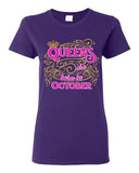 Ladies Queens Are Born In October Crown Birthday Funny DT T-Shirt Tee