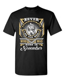 Never Underestimate Who Was Born In November Old Man Funny DT Adult T-Shirt Tee