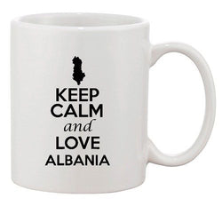 Keep Calm And Love Albania Tirana Country Map Patriotic Ceramic White Coffee Mug