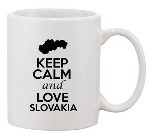 Keep Calm And Love Slovakia Country Map Patriotic Ceramic White Coffee Mug