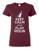 City Shirts Ladies Keep Calm And Play Violin String Music Lover DT T-Shirt Tee