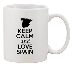 Keep Calm And Love Spain Madrid Country Map Patriotic Ceramic White Coffee Mug