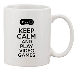 Keep Calm And Play Video Games Controller Gamer Funny Ceramic White Coffee Mug