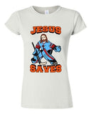 Junior New Jesus Saves Hockey Puck Jersey Sports Funny DT T-Shirt Tee