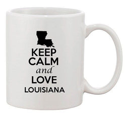 Keep Calm And Love Louisiana Country Map USA Patriotic Ceramic White Coffee Mug