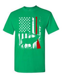 Deer Antlers Gun Hunting American USA Flag Patriotic Adult DT T-Shirt Tee