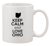 Keep Calm And Love Ohio Country Map Nation Patriotic Ceramic White Coffee Mug