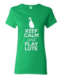City Shirts Ladies Keep Calm And Play Lute String Music Lover DT T-Shirt Tee