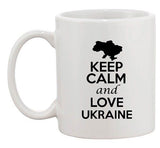 Keep Calm And Love Ukraine Europe Country Map Patriotic Ceramic White Coffee Mug