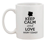 Keep Calm And Love Ivory Coast Country Map Patriotic Ceramic White Coffee Mug