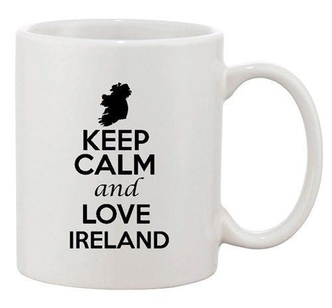 Keep Calm And Love Ireland Europe Country Map Patriotic Ceramic White Coffee Mug