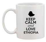 Keep Calm And Love Ethiopia Country Map Patriotic Ceramic White Coffee Mug