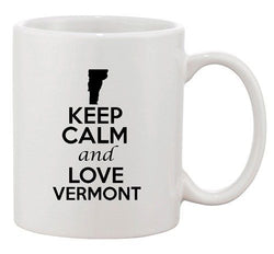 Keep Calm And Love Vermont Country Map Nation Patriotic Ceramic White Coffee Mug