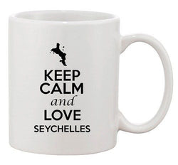 Keep Calm And Love Seychelles Country Map Patriotic Ceramic White Coffee Mug