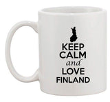 Keep Calm And Love Finland Europe Country Map Patriotic Ceramic White Coffee Mug