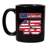 Impeach 45 President Donald USA American Flag Support DT Black Coffee 11 Oz Mug