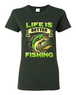 Ladies Life Is Better Fishing Fish Sea Sailing Animal Funny DT T-Shirt Tee