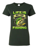 Ladies Life Is Better Fishing Fish Sea Sailing Animal Funny DT T-Shirt Tee