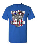 One Nation Under God Cross USA America Flag Patriotic Adult DT T-Shirt Tee